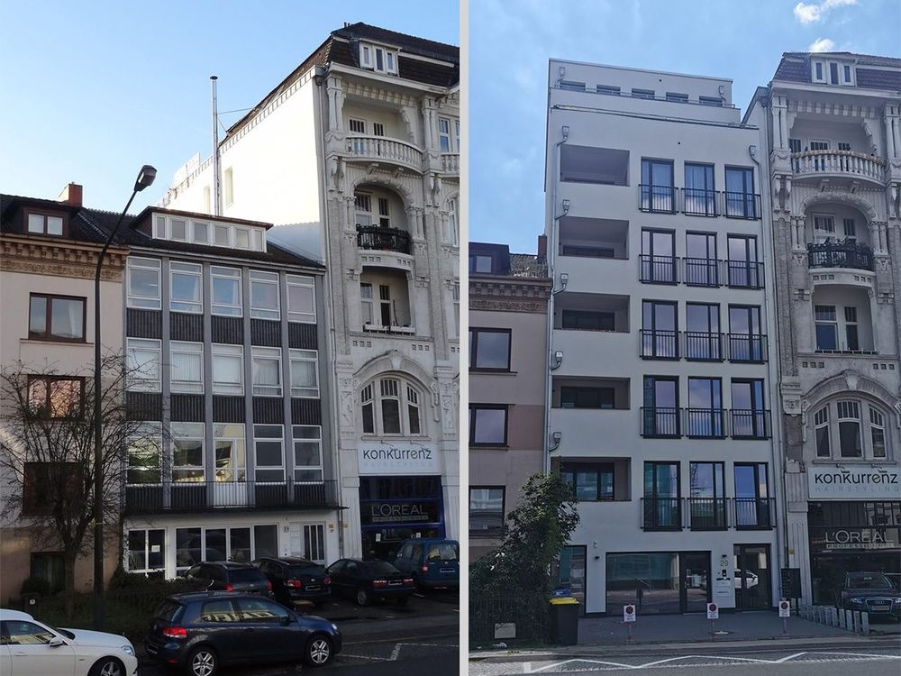 Umbau und Aufstockung 21 Whg. / 1 Laden Außer der Schleifmühle Bremen – Wohnungsbau